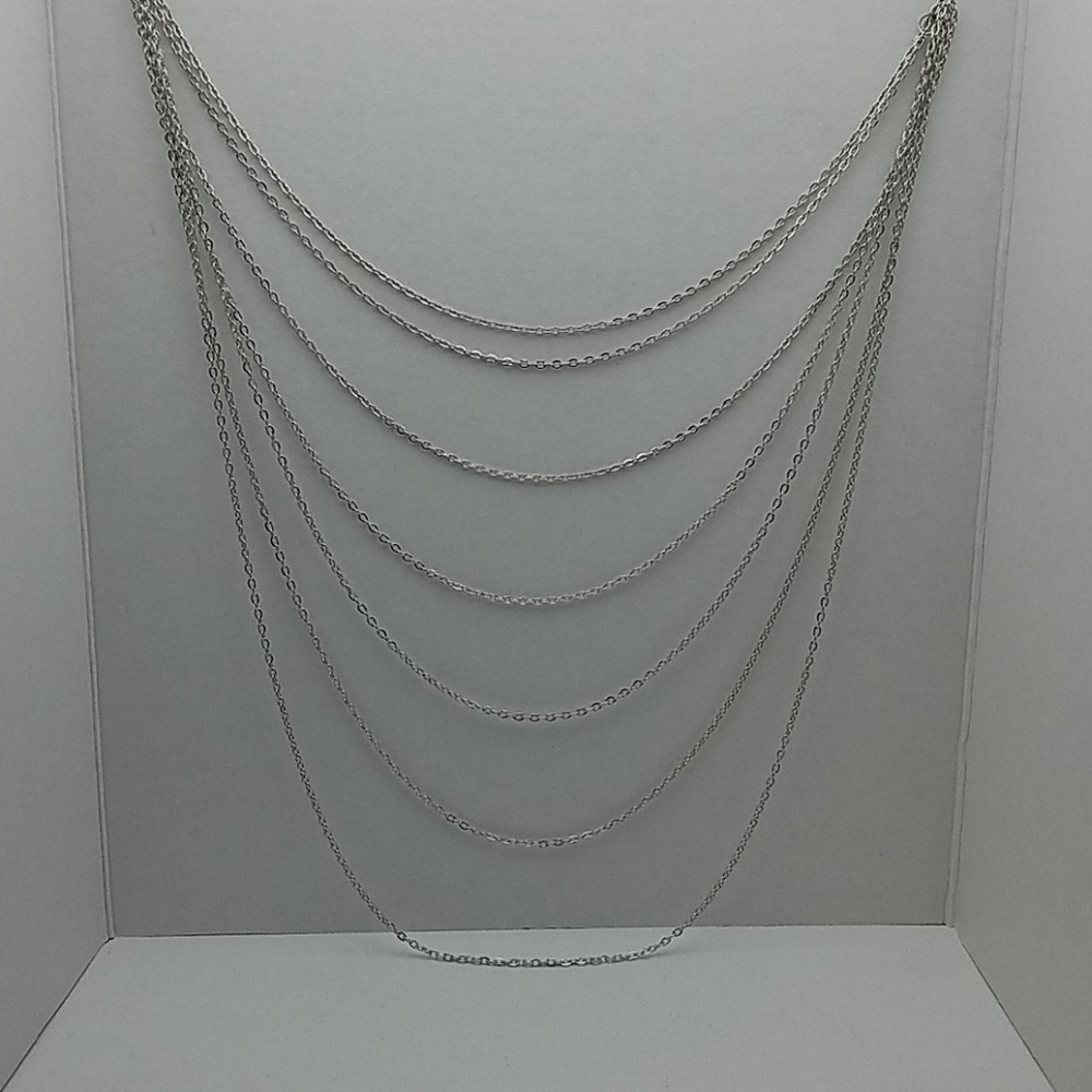 Silver 7 Strands 24" Silver Tone Necklace